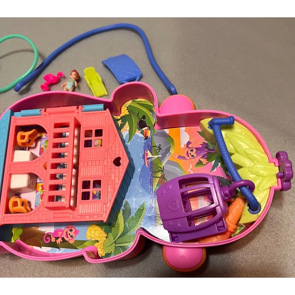 Mattel Polly Pocket Adventures in Rio 2 in 1 Momma Monkey & Baby Detachable-READ
